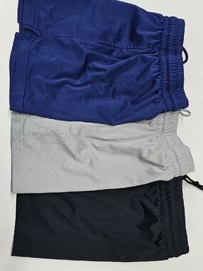 bcg Ladies Mesh Drawstring Athletic Shorts, Lot Of 3, Blue Gray Black, Size XS